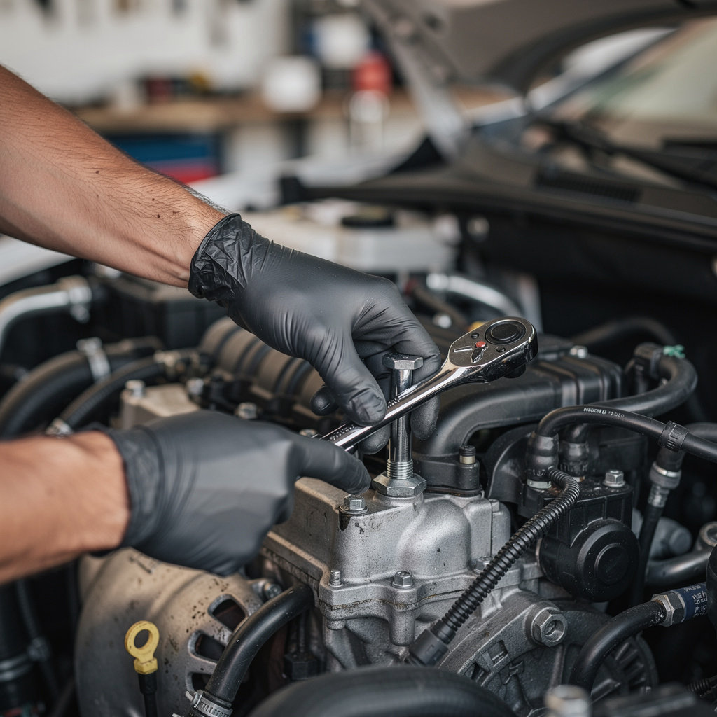 Freddy's Auto Repair mechanic performing a detailed vehicle inspection in National City, CA